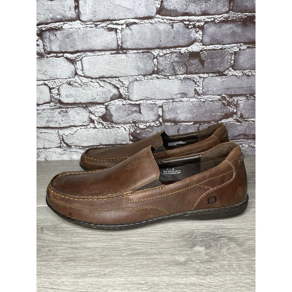Born Handcrafted Brown Leather Casual Slip On Comfort Loafers Men Sz 11m Us/45eu